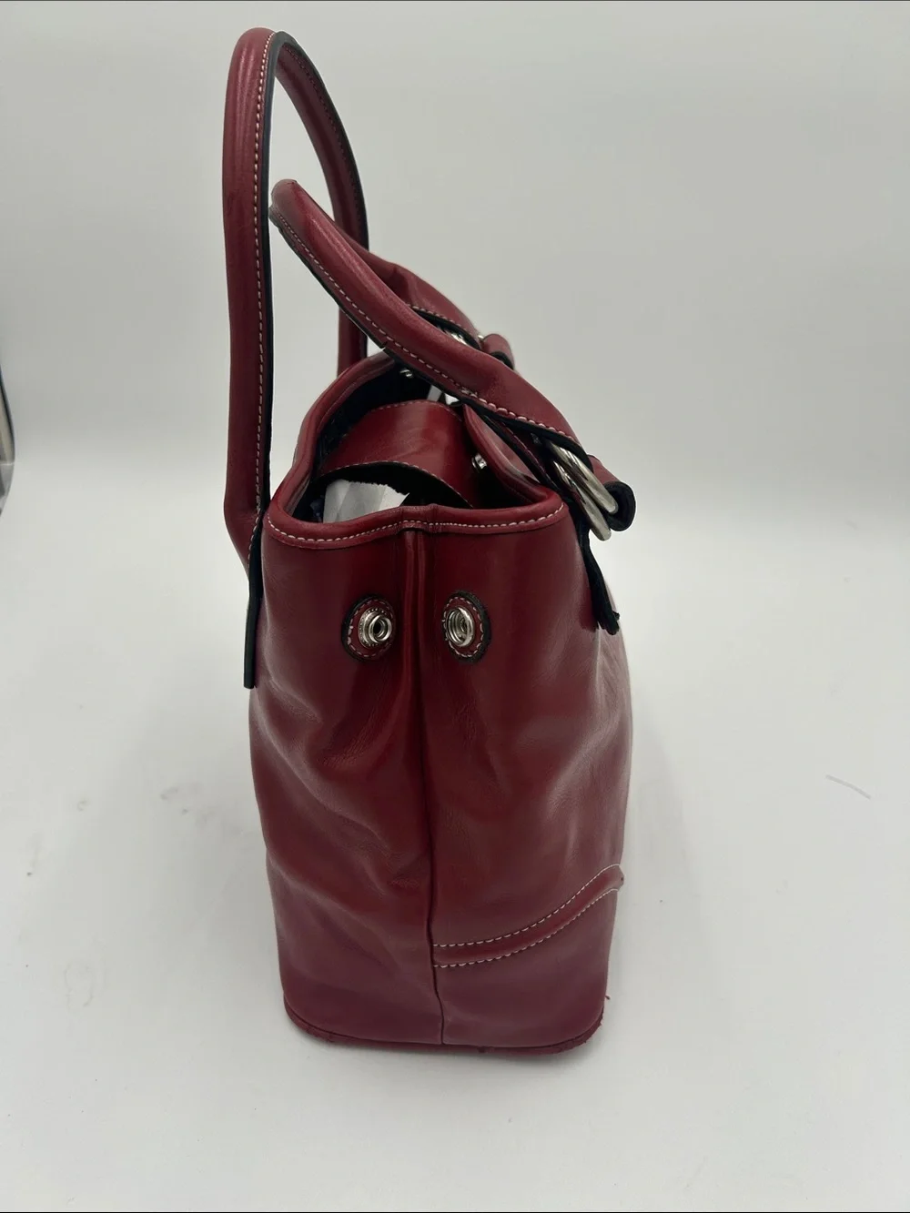 Y2K Tommy Hilfiger Classic Red Soft Leather Satchel Handbag